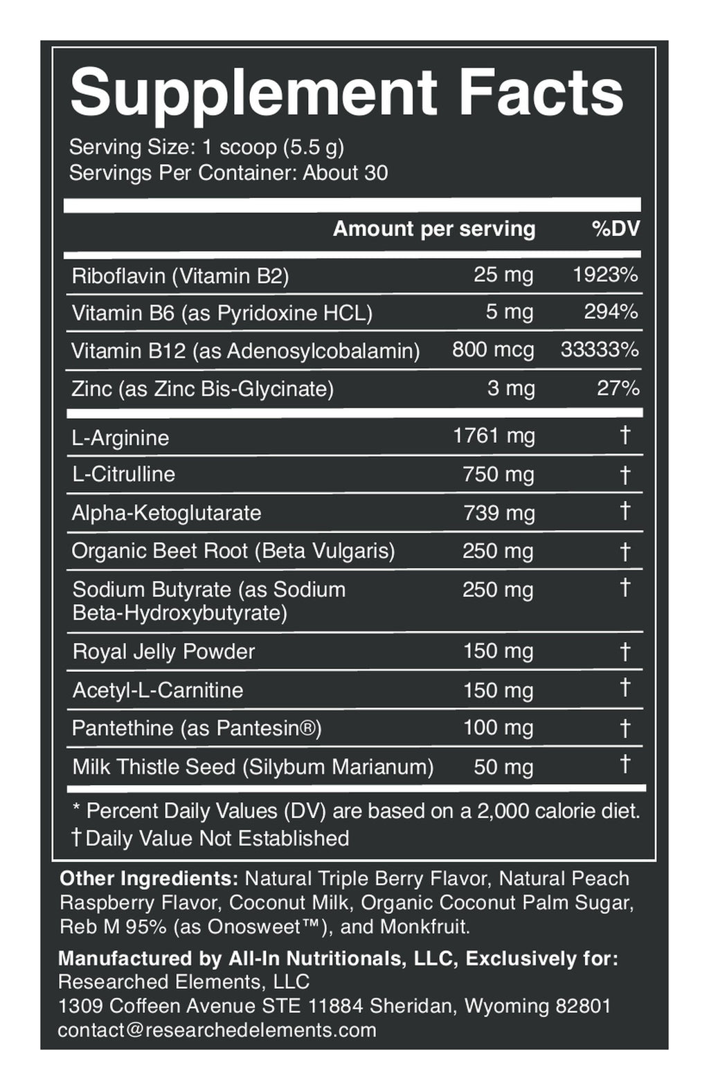 Ammonia Away Powder label: Supplement Facts
