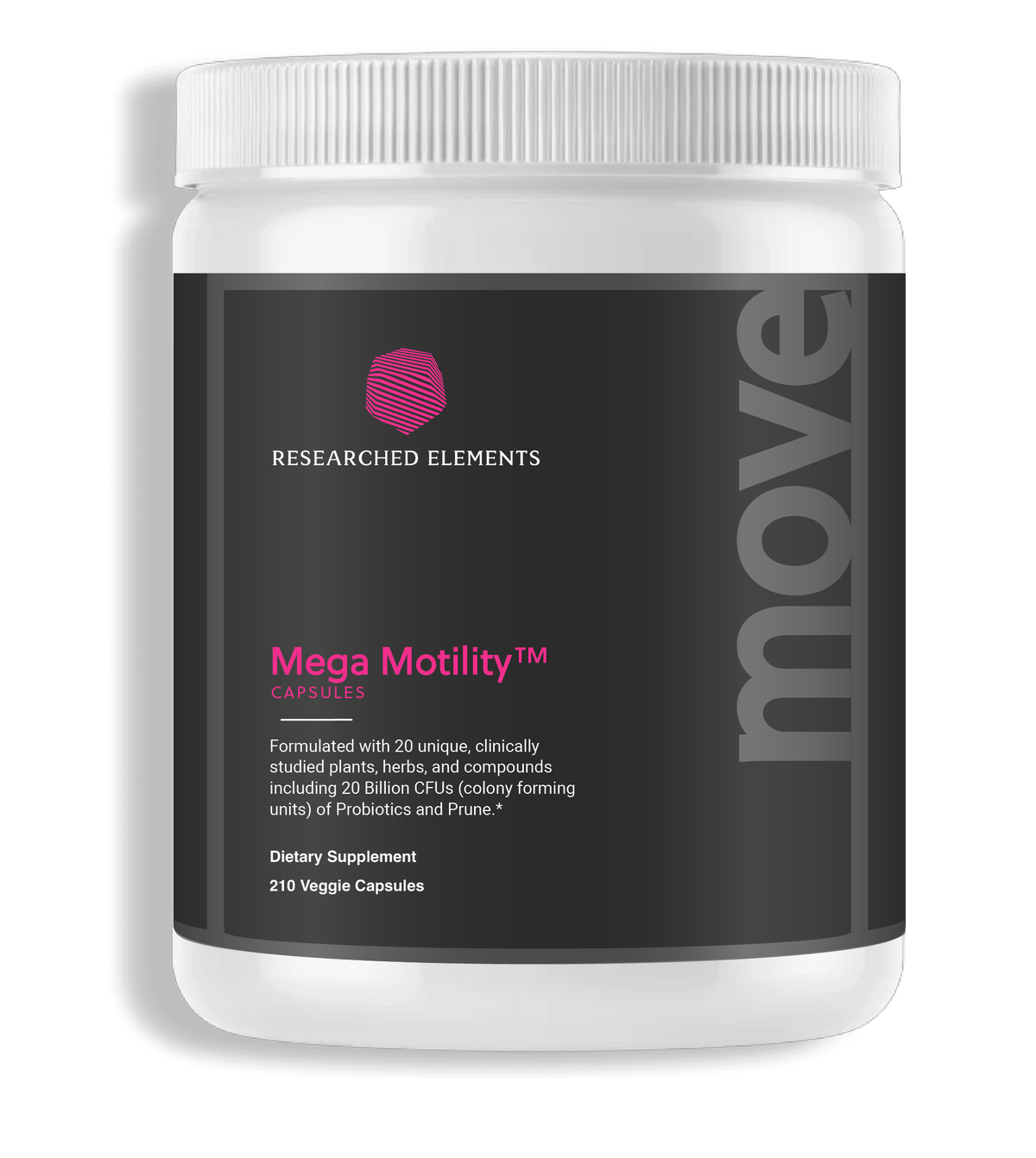 Mega Motility capsules jar, earlier label