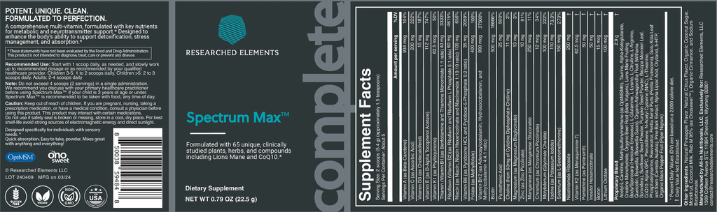 Spectrum Max Sample | Researched Elements