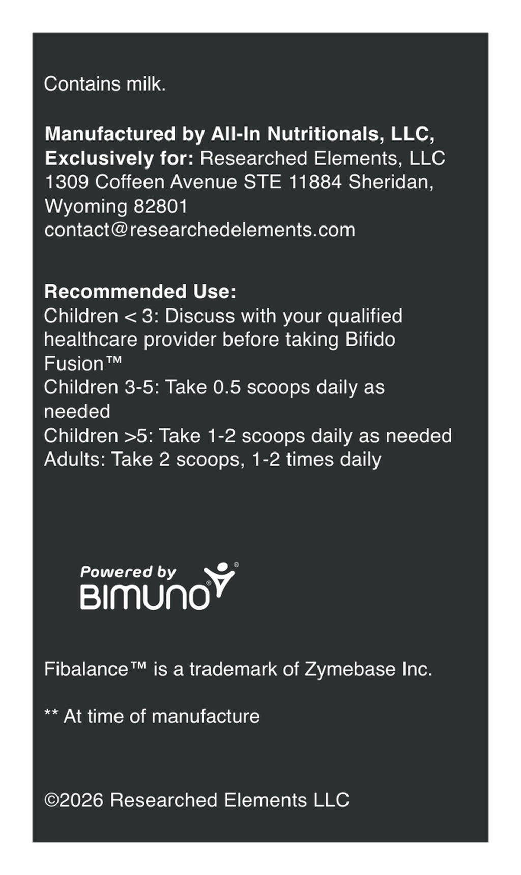 BifidoFusion label: directions and manufacturer