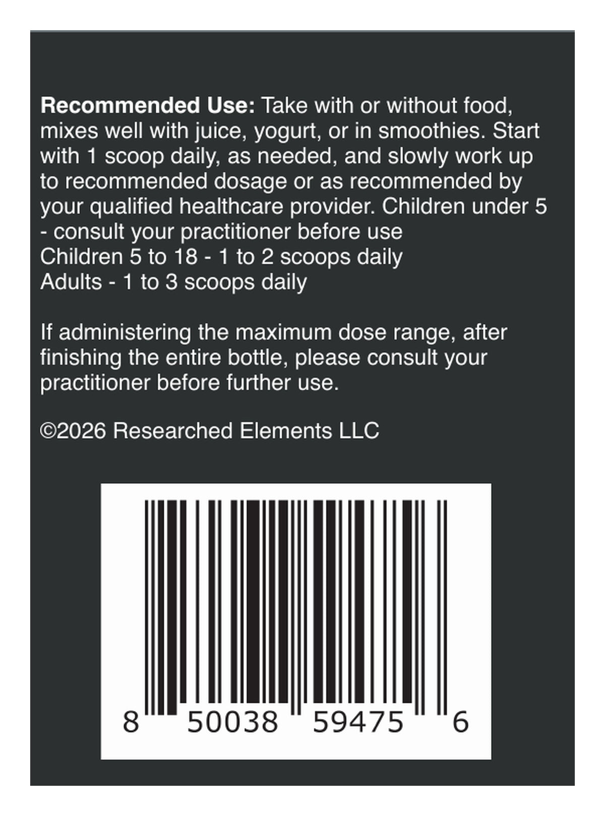 Candida Hunter powder label: Directions