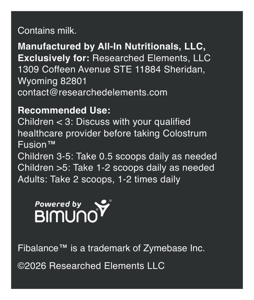 Colostrum Fusion Powder (Grass Fed) label: Directions and recommended use