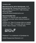 Colostrum Fusion Powder (Grass Fed) label: Directions and recommended use