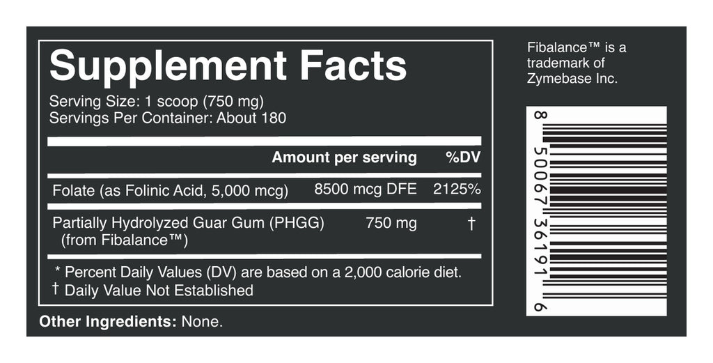 Folinic Acid Powder label: Supplement Facts