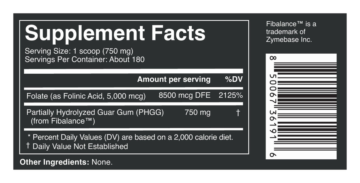 Folinic Acid Powder label: Supplement Facts