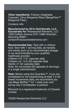 Gut Guardian capsules label: directions, other ingredients and warnings