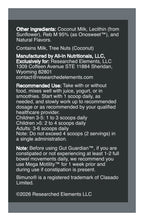 Gut Guardian powder label: directions, other ingredients and warnings