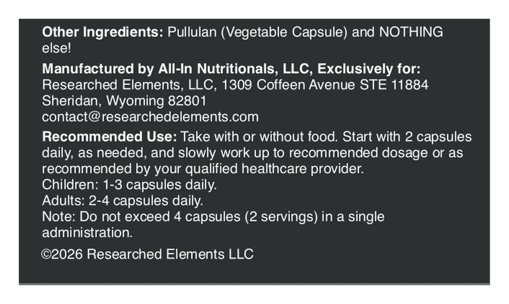 Histamine Halt capsules label: Other ingredients and directions