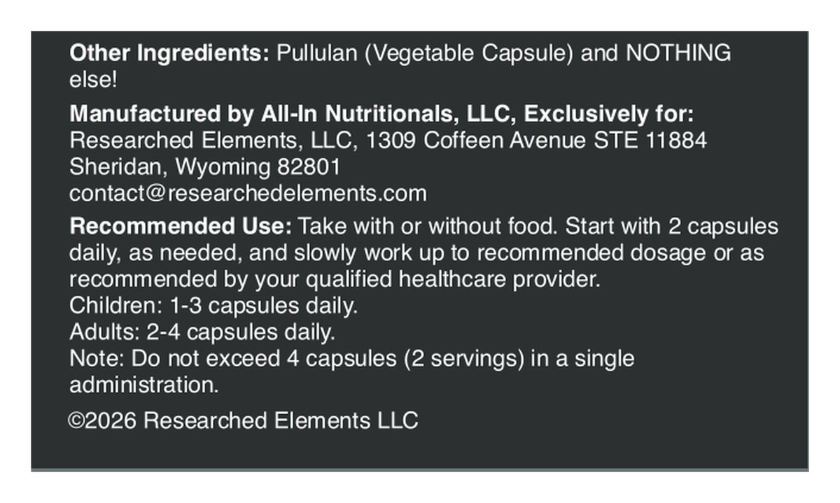 Histamine Halt capsules label: Other ingredients and directions