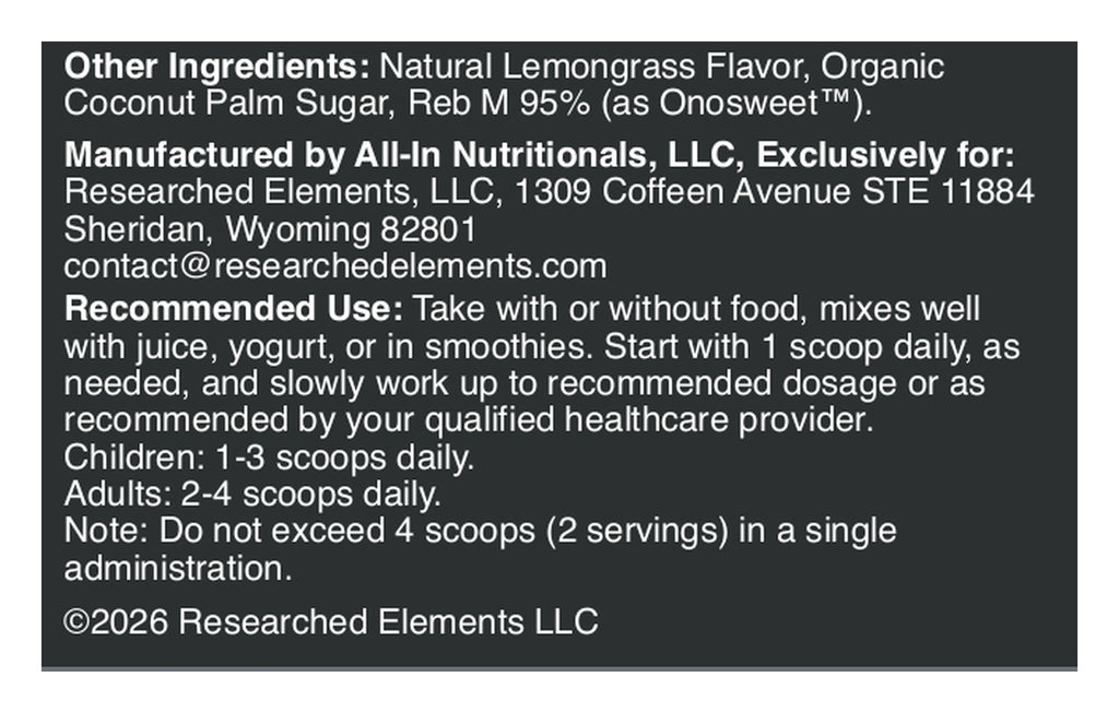 Histamine Halt powder label: Other ingredients and directions
