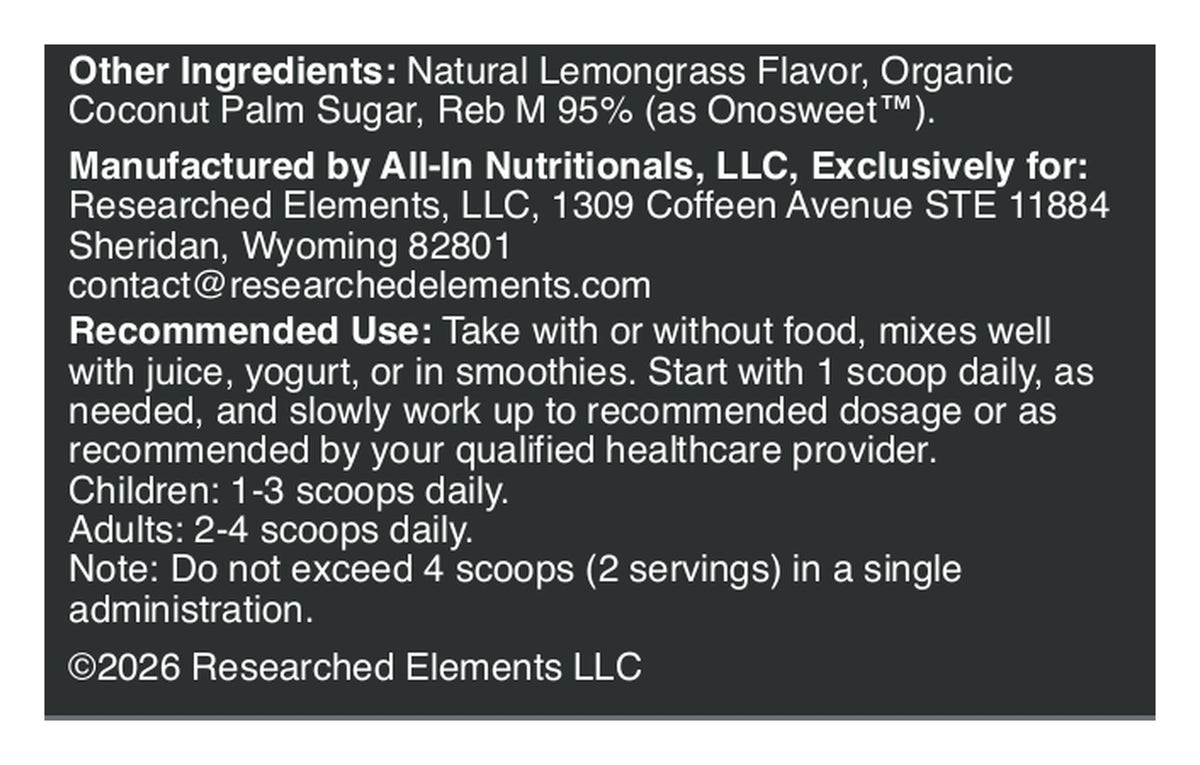 Histamine Halt powder label: Other ingredients and directions
