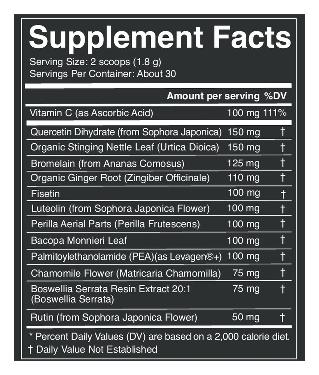 Histamine Halt powder label: Supplement Facts