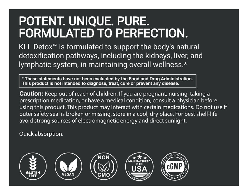 KLL Detox label: about and caution