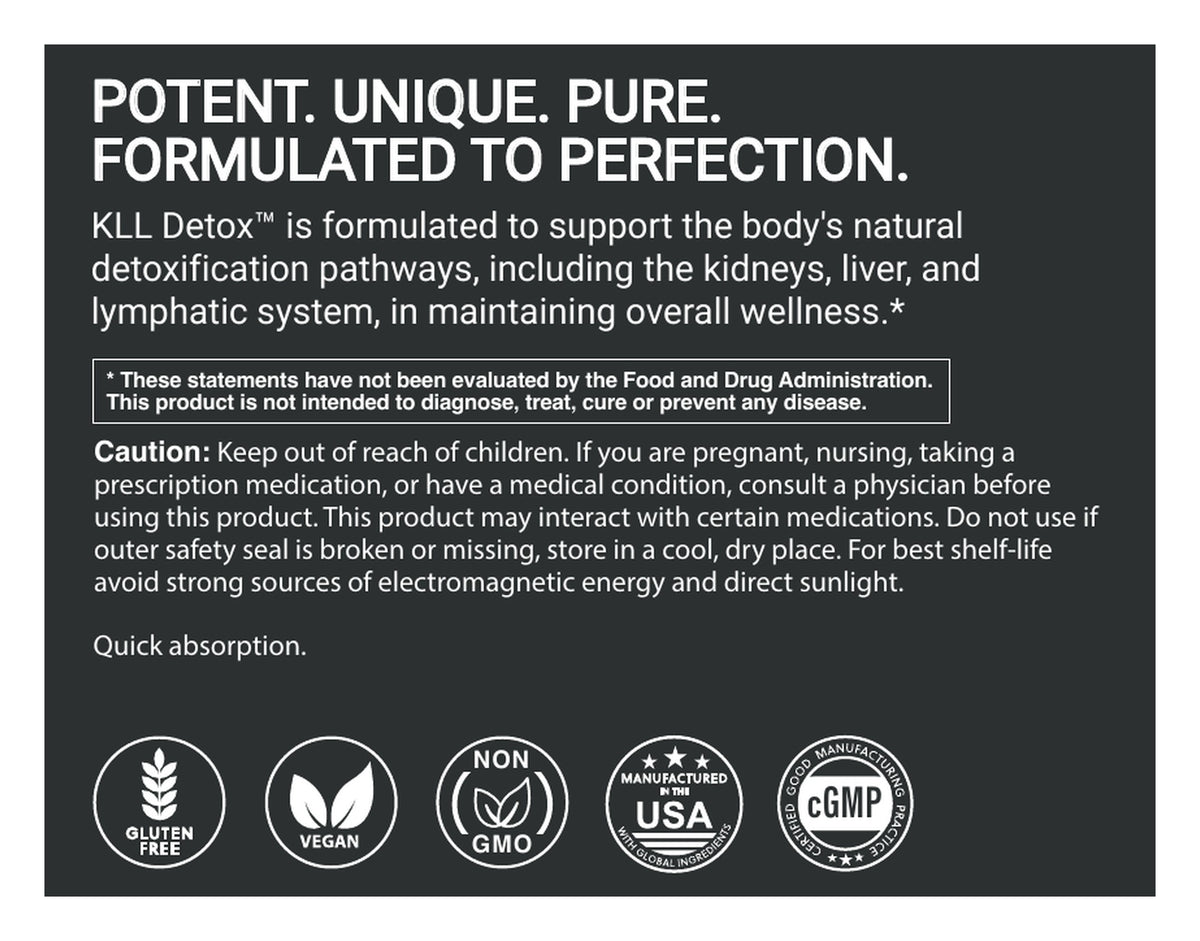 KLL Detox label: about and caution