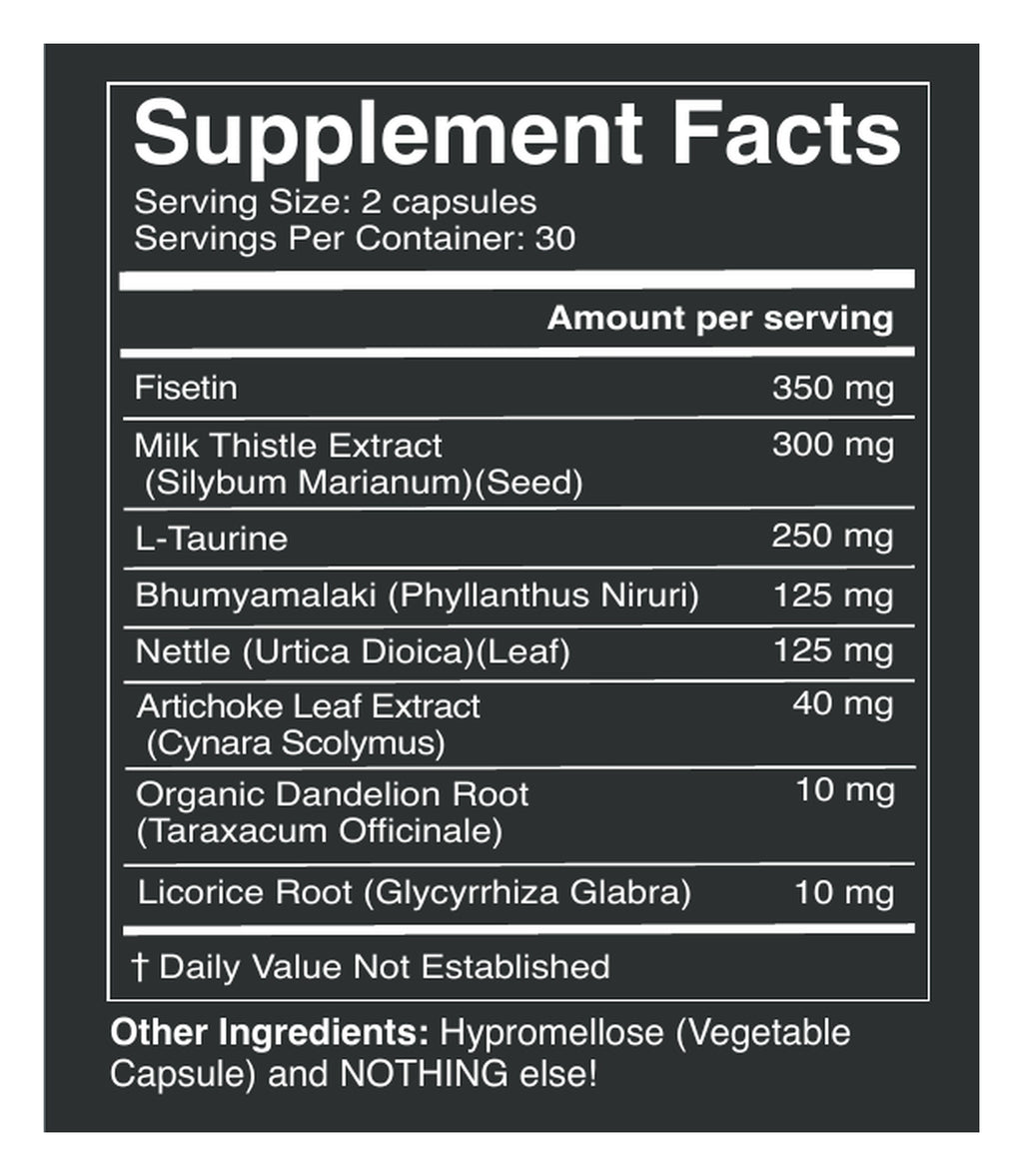 KLL Detox label: Supplement Facts