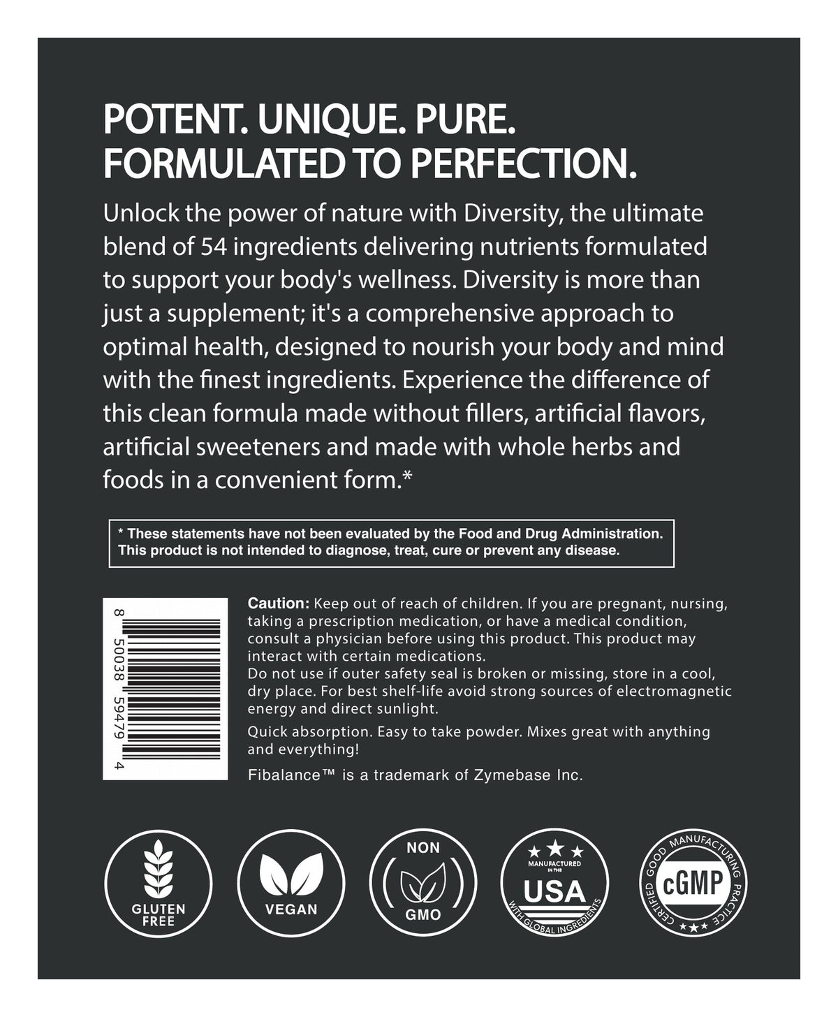 Microbiome Diversity mixed berry flavored label: About