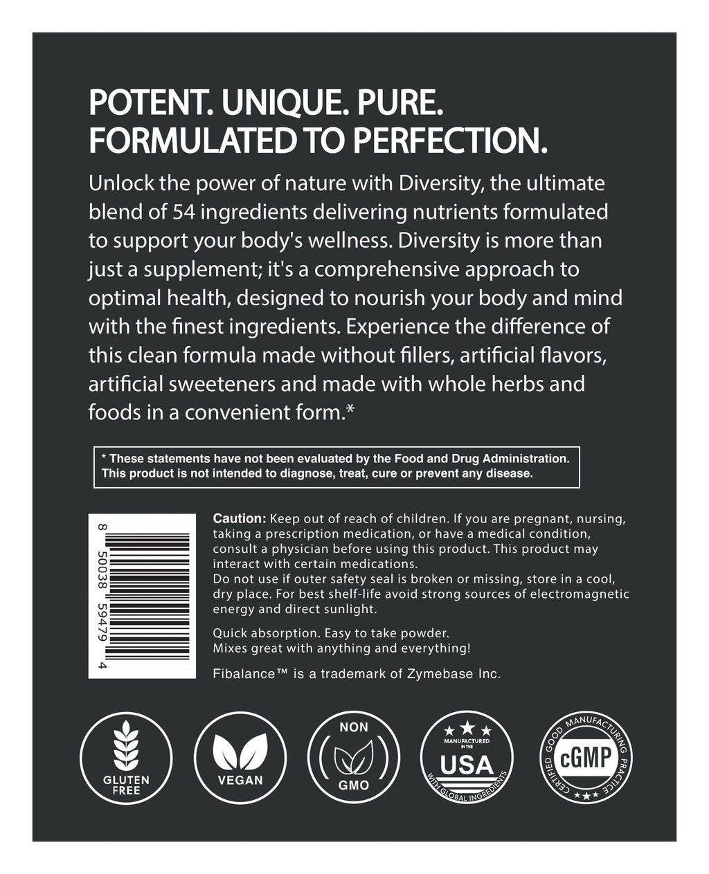Microbiome Diversity unflavored label: About