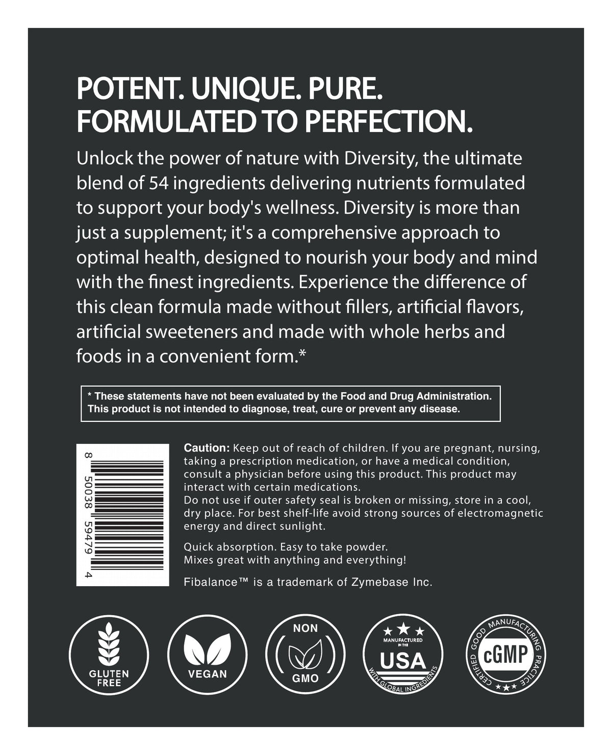 Microbiome Diversity unflavored label: About
