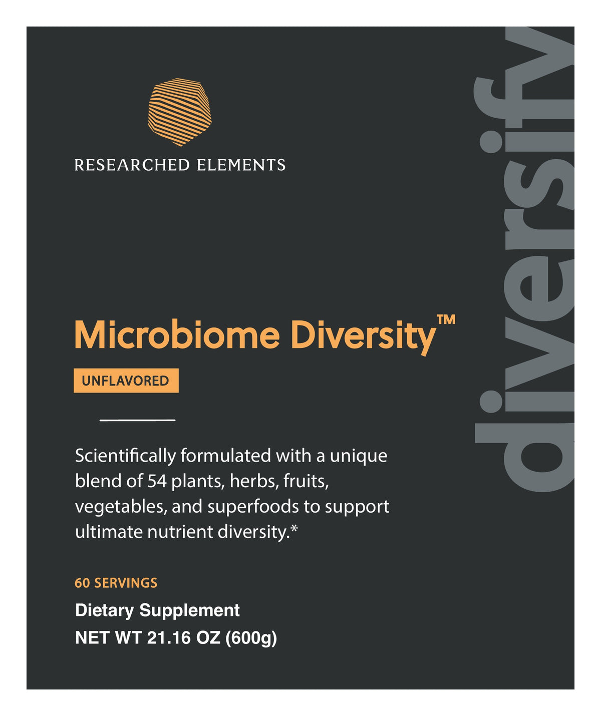 Microbiome Diversity unflavored label: Front