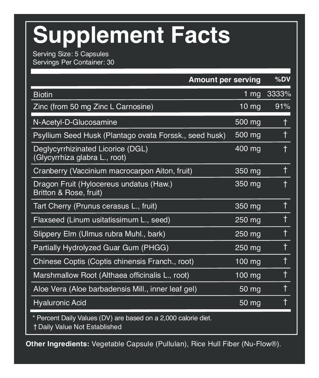 Mucosa Master label: Supplement Facts