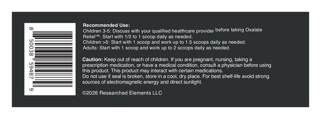 Oxalate Relief label: directions and caution