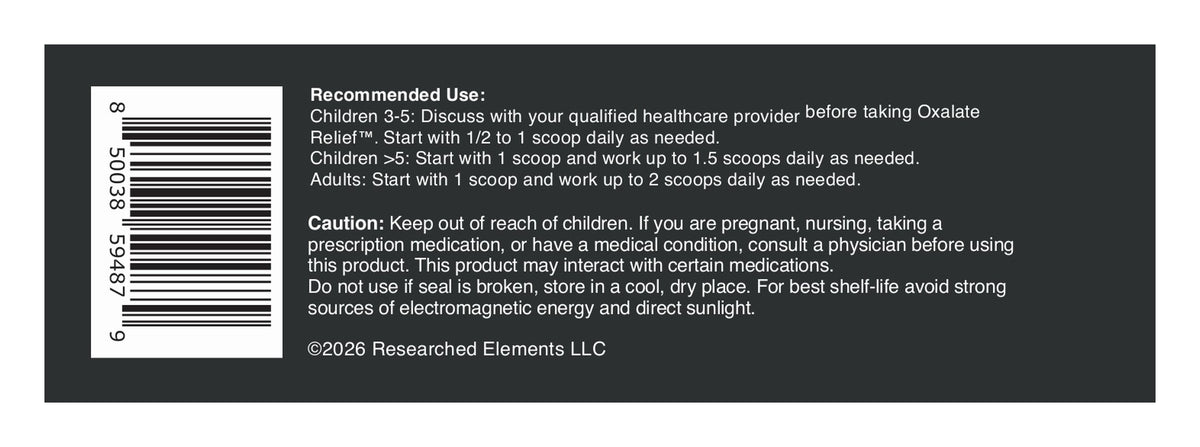 Oxalate Relief label: directions and caution