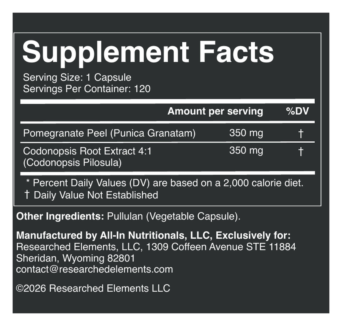 Pomegranate Peel & Codonopsis label: Supplement Facts