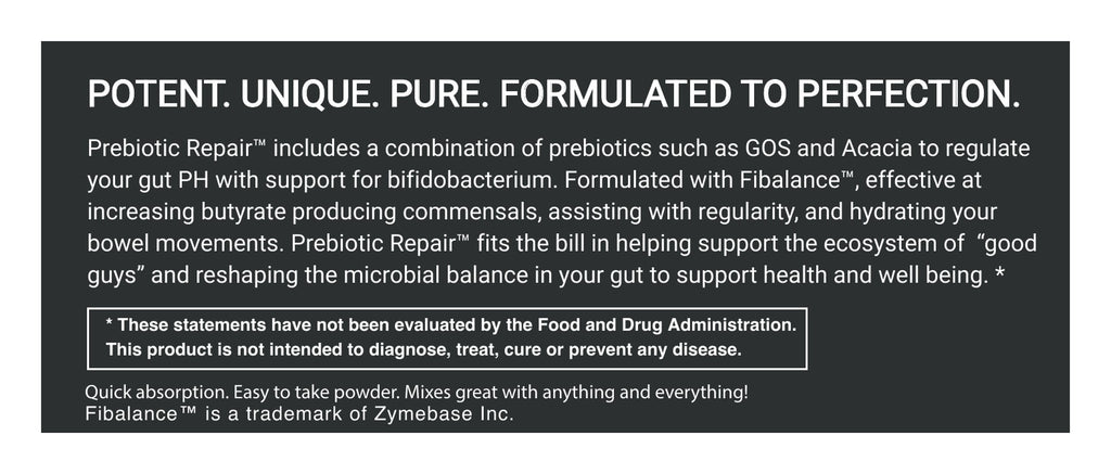 Prebiotic Repair label: About, caution and certifications