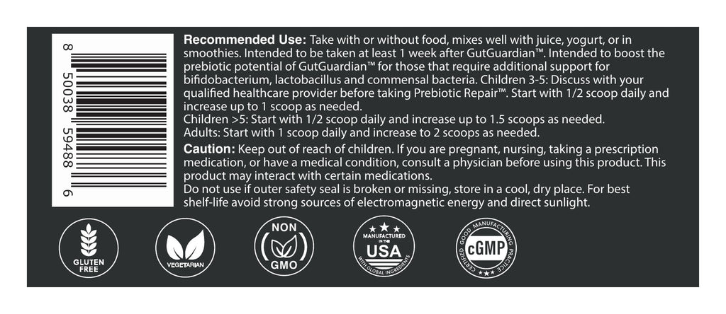 Prebiotic Repair label: Directions and recommended use