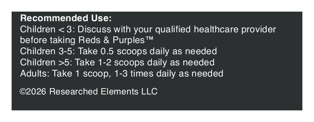 Reds & Purples Powder label: Directions and recommended use
