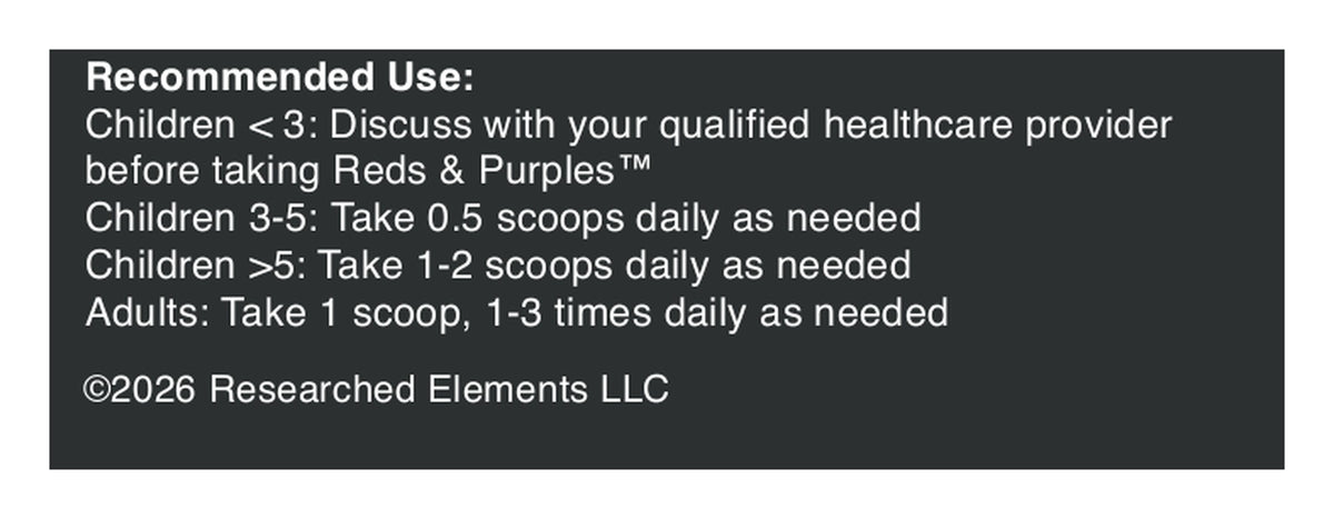 Reds & Purples Powder label: Directions and recommended use