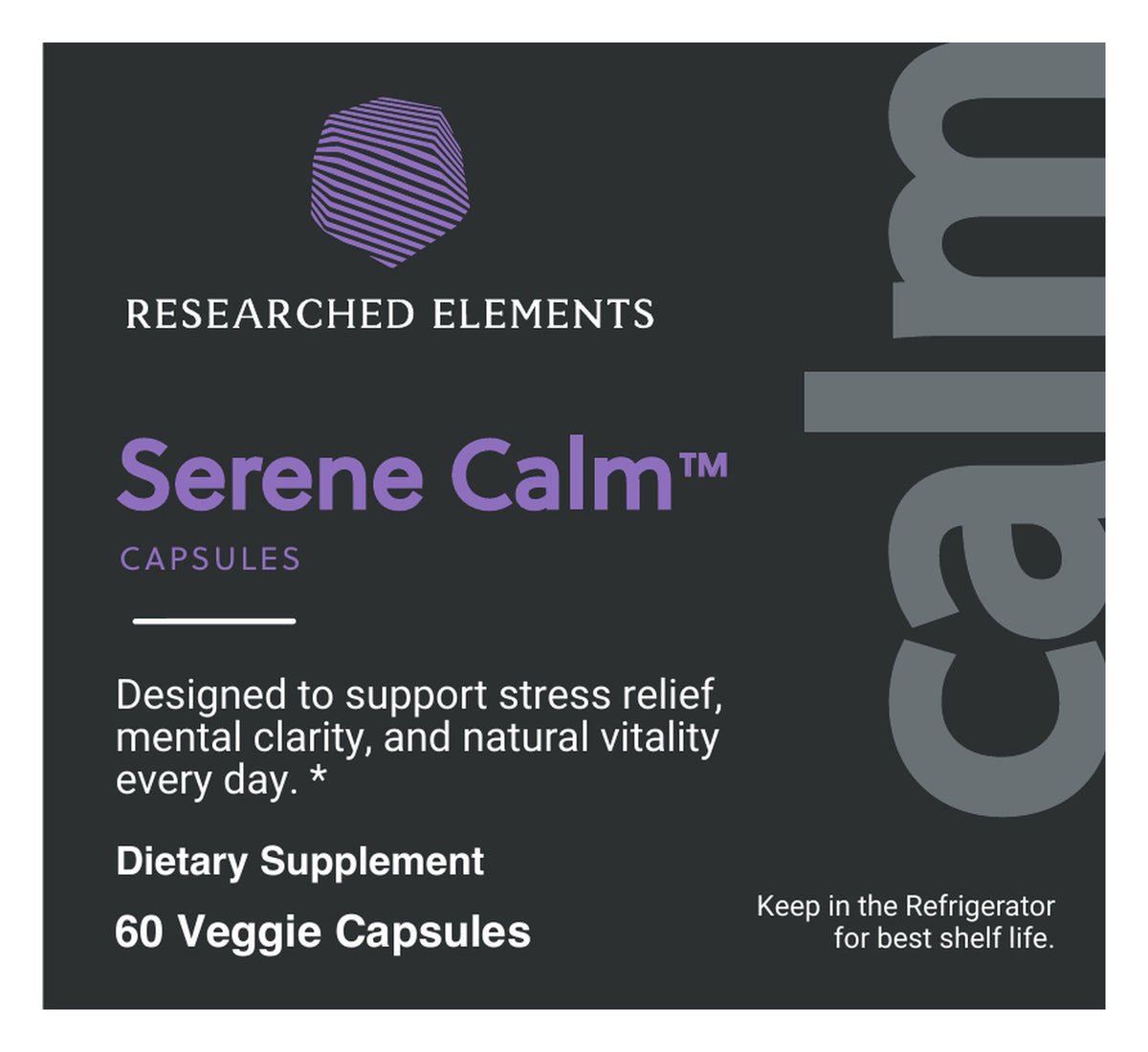 Serene Calm capsules label: Front