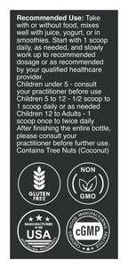 Serene Calm coco powder label: Directions and warnings