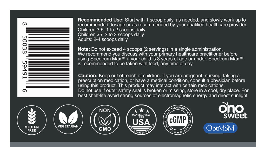 Spectrum Max powder label: directions and warnings