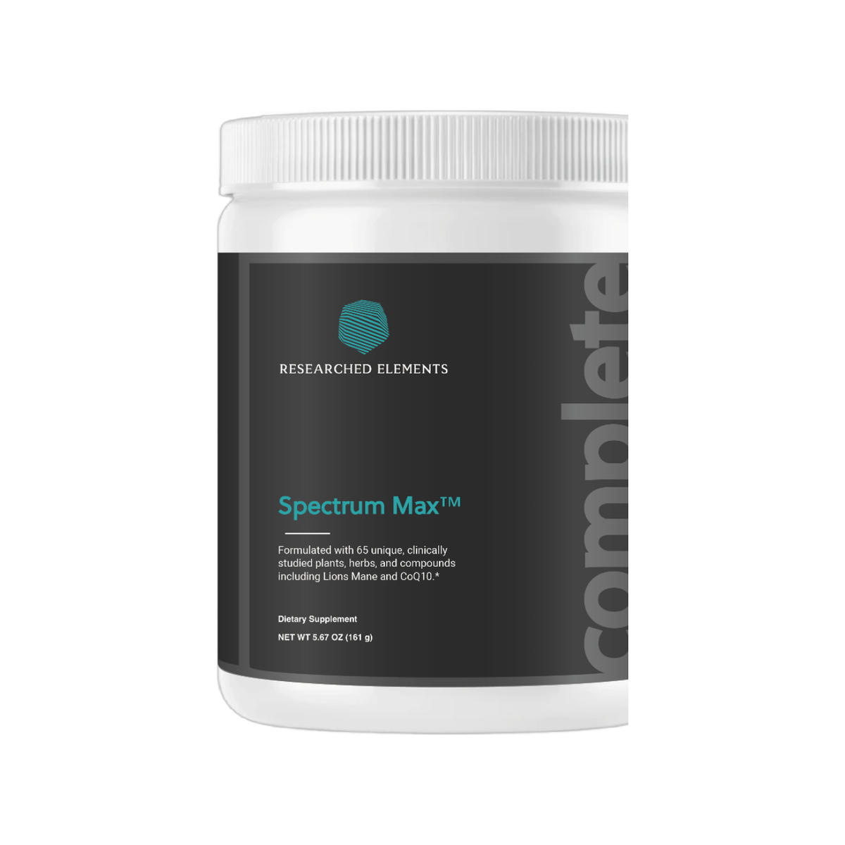 Spectrum Max powder jar, earlier label