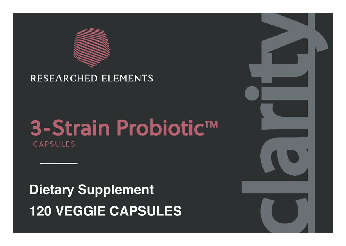 Three Strain Probiotic label: Front panel